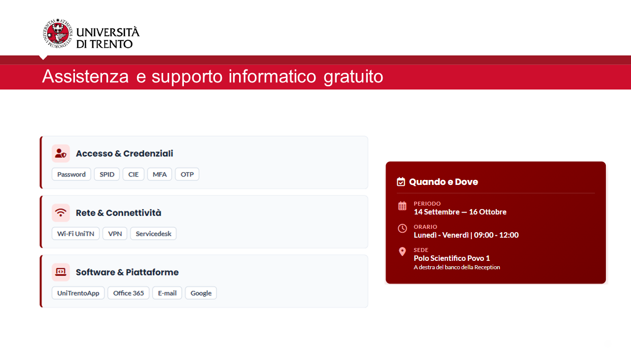 Genius Bar Povo - slide a cura dell'Ufficio Offerta Formativa e Gestione Studenti Povo