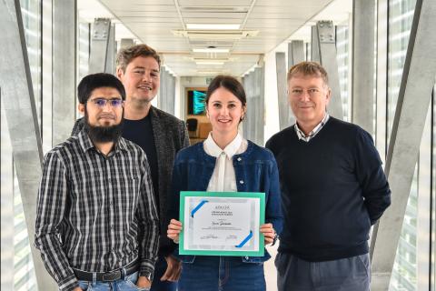 Laura Simonini together with supervisors Prof. Alessandro Pegoretti, Prof. Andrea Dorigato and co-supervisor Dr. Haroon Mahmood